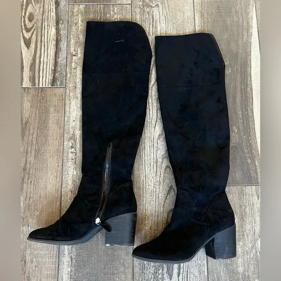 Black Over the Knee Boots - Picture 3 of 5